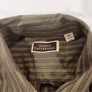 James Tattersall Brown Striped Men's Shirt XXL